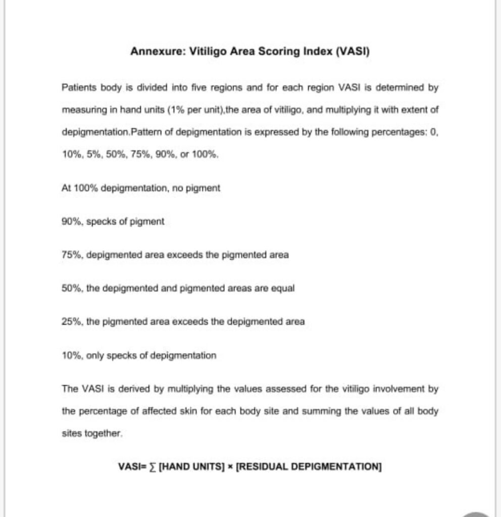 Vasi Rater Training VASI SCORE-VITILIGO: – Dermafolder